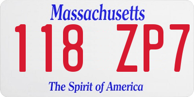 MA license plate 118ZP7