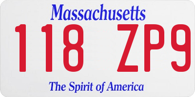 MA license plate 118ZP9
