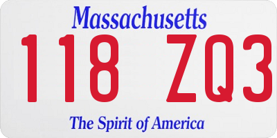 MA license plate 118ZQ3
