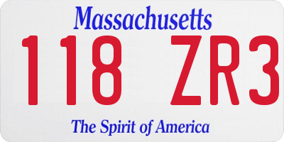 MA license plate 118ZR3