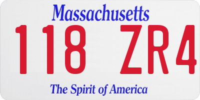 MA license plate 118ZR4