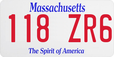 MA license plate 118ZR6