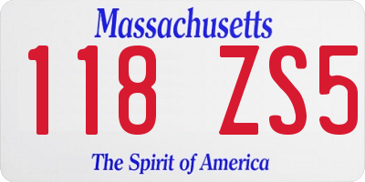 MA license plate 118ZS5