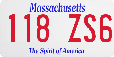 MA license plate 118ZS6
