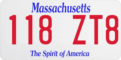 MA license plate 118ZT8