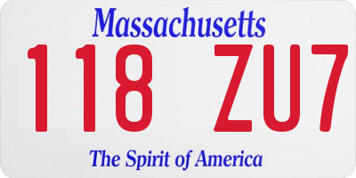 MA license plate 118ZU7
