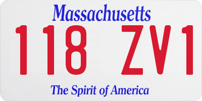MA license plate 118ZV1
