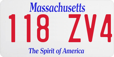 MA license plate 118ZV4