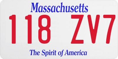 MA license plate 118ZV7