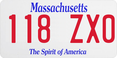 MA license plate 118ZX0