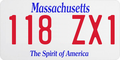 MA license plate 118ZX1
