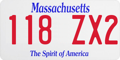 MA license plate 118ZX2