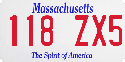 MA license plate 118ZX5