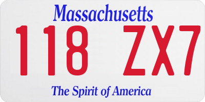 MA license plate 118ZX7
