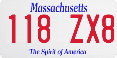 MA license plate 118ZX8