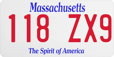 MA license plate 118ZX9