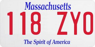 MA license plate 118ZY0