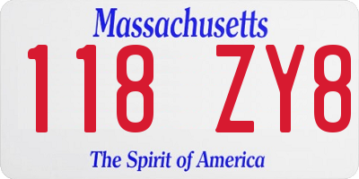 MA license plate 118ZY8