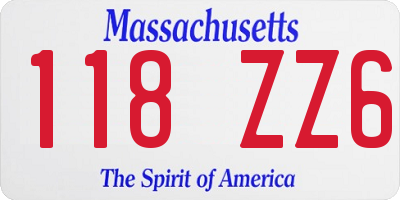 MA license plate 118ZZ6