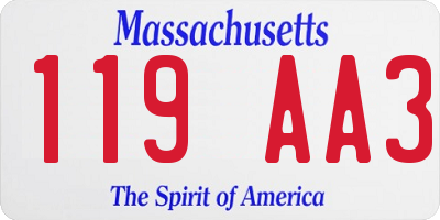 MA license plate 119AA3