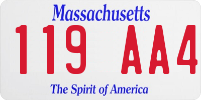 MA license plate 119AA4