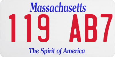 MA license plate 119AB7