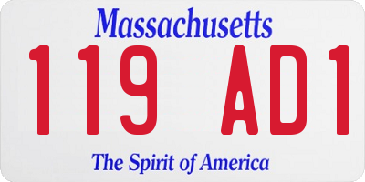 MA license plate 119AD1