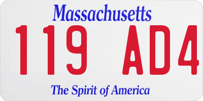 MA license plate 119AD4