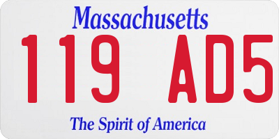 MA license plate 119AD5