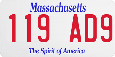 MA license plate 119AD9