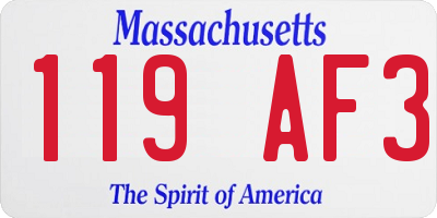 MA license plate 119AF3