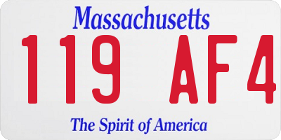 MA license plate 119AF4
