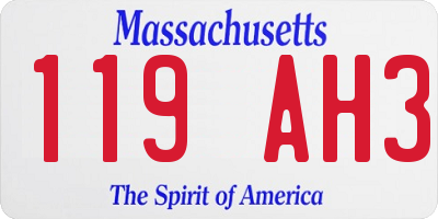 MA license plate 119AH3
