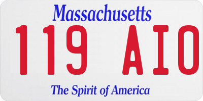 MA license plate 119AI0