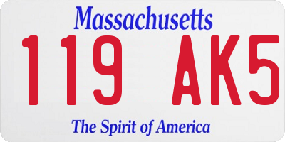 MA license plate 119AK5