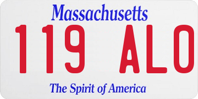 MA license plate 119AL0