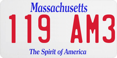 MA license plate 119AM3