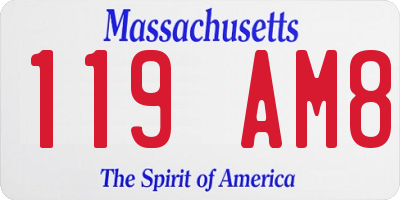 MA license plate 119AM8