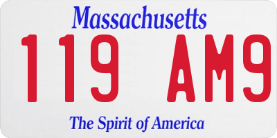 MA license plate 119AM9