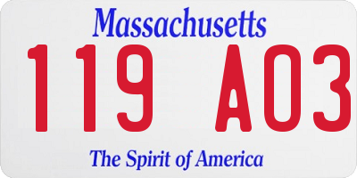 MA license plate 119AO3