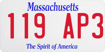 MA license plate 119AP3