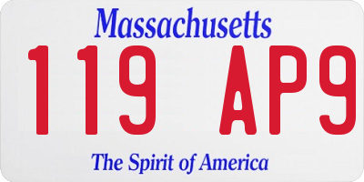 MA license plate 119AP9