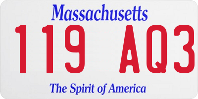MA license plate 119AQ3