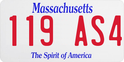 MA license plate 119AS4