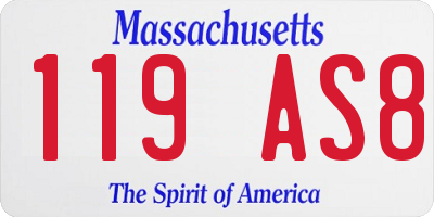 MA license plate 119AS8