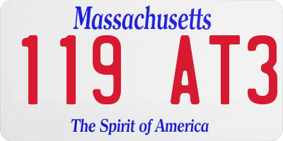 MA license plate 119AT3
