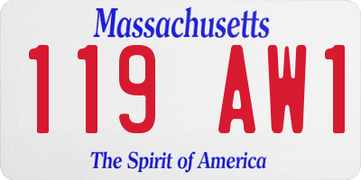 MA license plate 119AW1