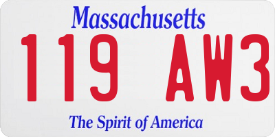 MA license plate 119AW3