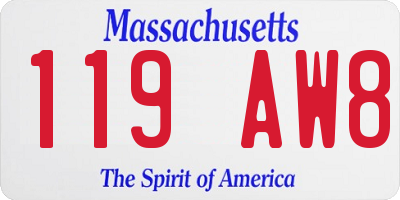 MA license plate 119AW8