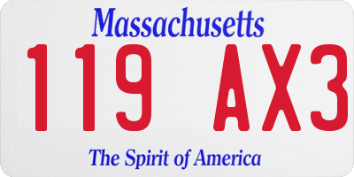 MA license plate 119AX3